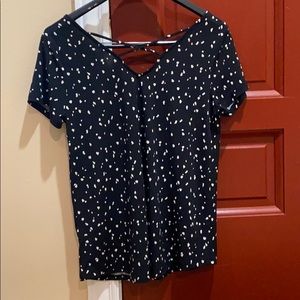 Kaileigh Patia V Neck Lattice Black Knit Top